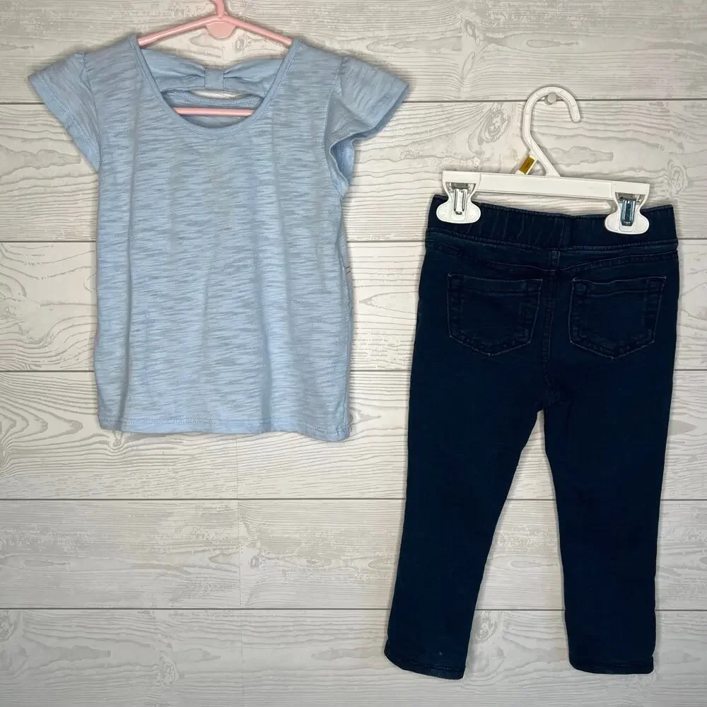 Jumping Beans girls’ “Frozen” top/faux denim pants Size 2T